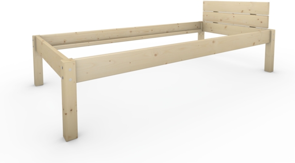 Pfostenbett Massivholzbett (Fichte) "Daybett" 100 x 220 cm 48 cm Holzbett 300kg Bild 1