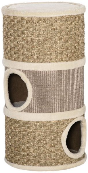PawHut Kratztonne Höhe 70 cm Katzenkratzbaum 3 Ebenen Katzenbaum Kletterbaum, (katzentunnel, 1-tlg, kratzsäule), Sisal Plüsch