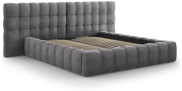 Micadoni Stauraumbett mit Doppelkopfteil Mamaia Samt Bluvel Grau 180x200