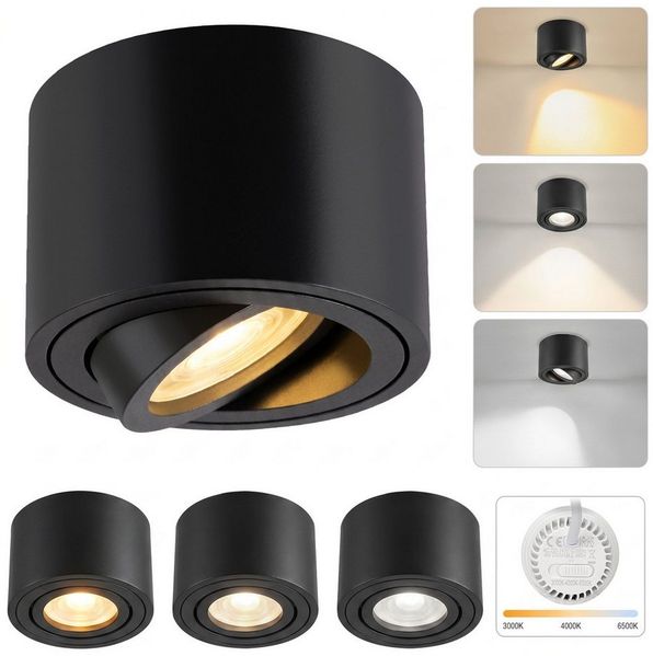 ZMH LED Einbaustrahler 4er-Set weiß 4W dimmbar schwenkbar Aufbauspot 3CCT Deckenspots, Schwenkbar, LED fest integriert, Aufputz-Deckenleuchte