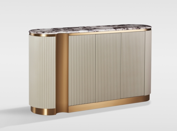 Livin Hill Kommode Stilig Helles Creme, goldene Basis mit dunklem Marmor ST917B Bild 2