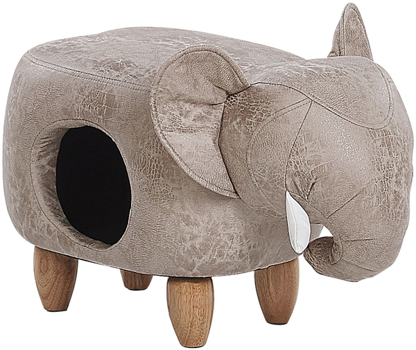 Beliani Pouffe pet eco-leather with storage gray JUMBO