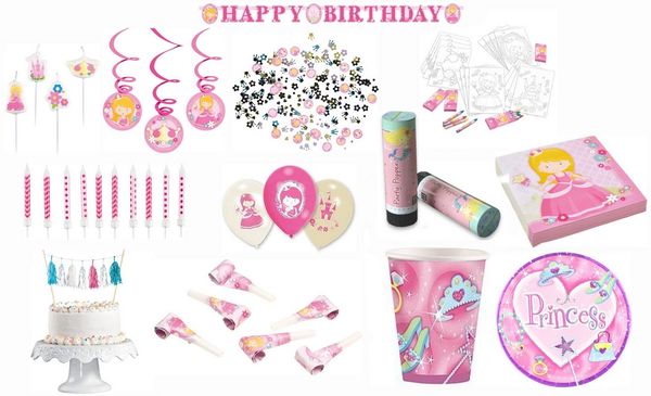 Amscan Geschirr-Set Prinzessin - großes Kindergeburtstags-Set IV (77-teilig)
