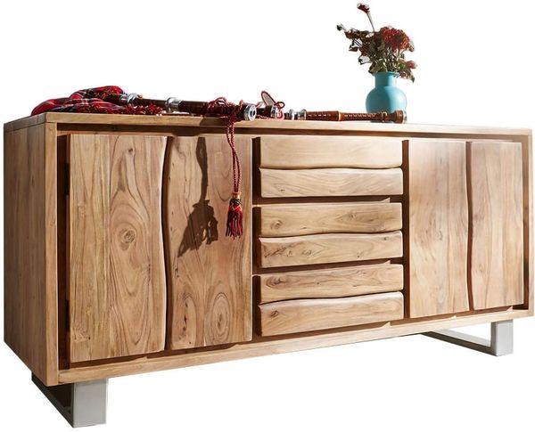 Sideboard Live-Edge 147 cm Akazie Natur 3 Schübe 2 Türen