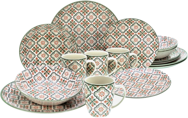CreaTable, 17852, Serie Rumi, Geschirrset, Kombiservice 16 teilig Bunt