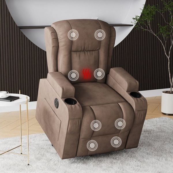 PXloue Massagesessel TV-Sessel Elektrisch Massage Relaxsessel Schlafsessel Fernsehsessel (inkl. Aufstehhilfe und Fernbedienung), mit Liegefunktion Massagefunktion und Wärmefunktion, bis 150 kg