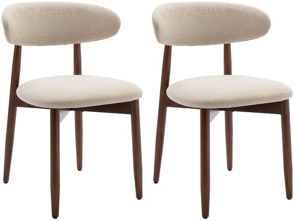 COLAMY Esszimmerstühle 2er Set, Polsternder Stühle Esszimmer mit Rückenlehne, Moderne Küchenstühle Gepolstert, Stoff Dining Chairs mit Back und Holzbeinen für Esszimmer, Küche, Restaurant, Beige
