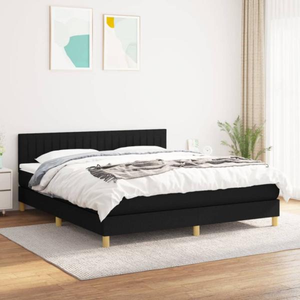 vidaXL Boxspringbett mit Matratze Schwarz 180x200 cm Stoff 3140795