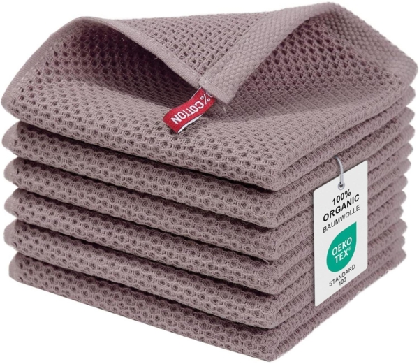 Moosfor Geschirrtücher 100% Baumwolle 6er Set 30x30cm Braun