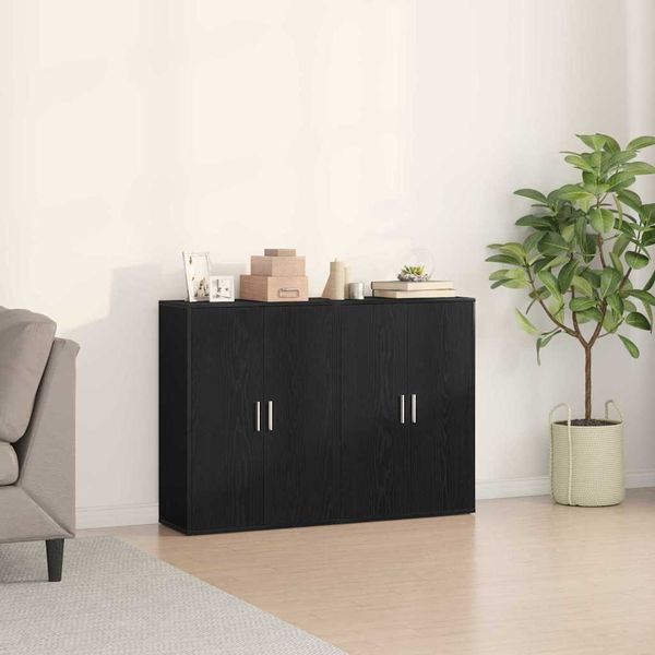 vidaXL Sideboard 2 pcs Schwarz Eichen-Optik 60 x 31 x 84 cm 3334304