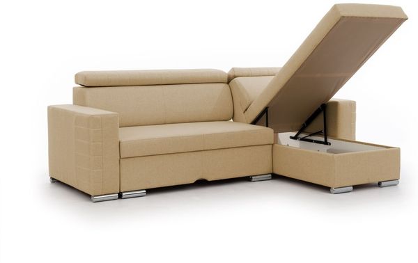 Ecksofa Schlafsofa inkl. Hocker CANTON Stoff Liverpool Beige Ottomane Rechts Bild 2
