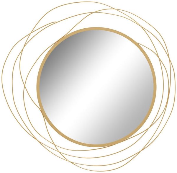 HOMCOM Wandbild Wandkunst aus Metall, 65cm Runder Spiegel, Muster (Wanddekoration, 1 St), für Wohnzimmer, Esszimmer, Büro, Gold