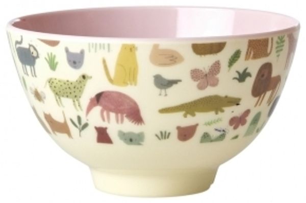 Rice Sweet Jungle Print Melamin Bowl Pink 300 ml