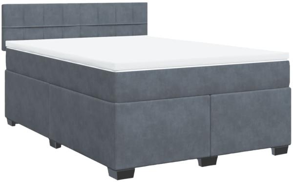 vidaXL Boxspringbett mit Matratze Dunkelgrau 160x200 cm Samt 3286355