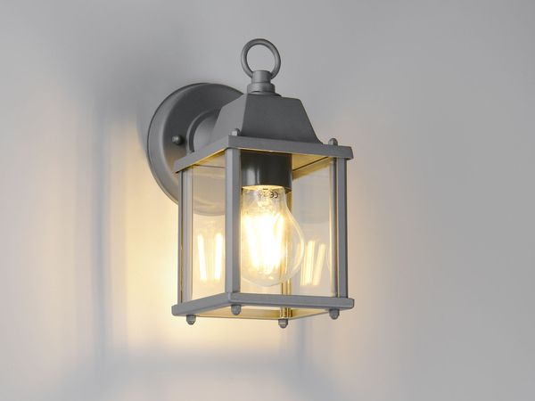 LED Landhausstil Außenwandleuchte, Wandlaterne Anthrazit, Höhe 22cm