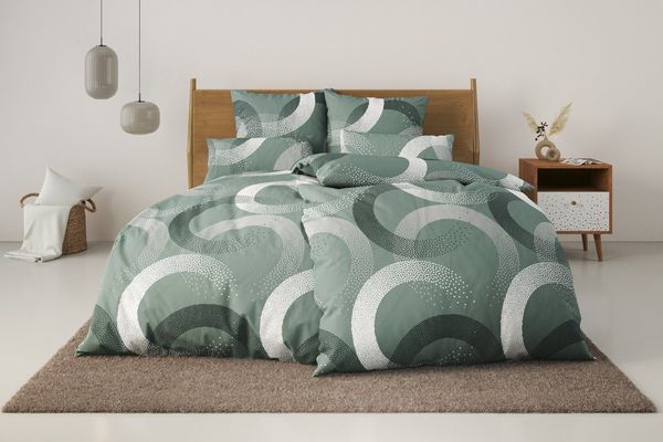 OTTO home Bettwäsche Balisa, Linon, 2 teilig, ab Größe 135x200 cm, aus 100% Baumwolle, Bettwäsche mit Kreisen
