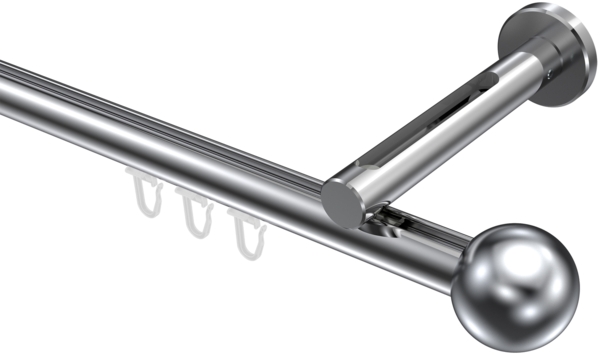 Innenlauf-Gardinenstangen-Set Siteno Luino 100 cm, 1-läufig, 20 mm Ø Chrom