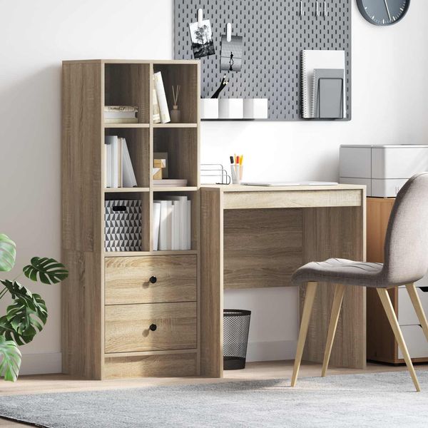 vidaXL Schreibtisch mit Schubladen mit Regal 2 pcs Sonoma-Eiche 3337347