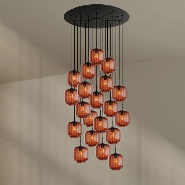 s.luce Velo Galerieleuchte 20-flammig Ø 120cm Baldachin Ø 20cm Braun, Schwarz