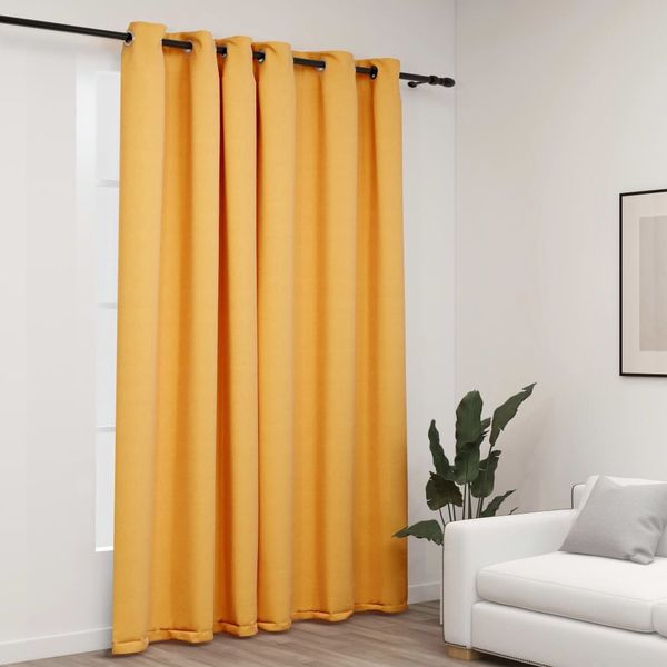 vidaXL Verdunkelungsvorhang mit Ösen Leinenoptik Gelb 290x245 cm 321195