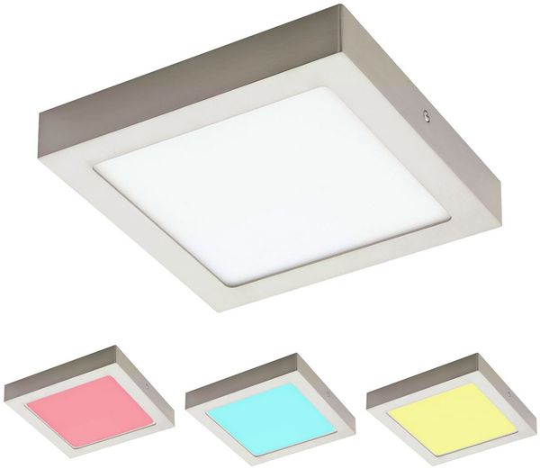 RGB LED Deckenlampe, Fernbedienung, dimmbar, nickel, H 3,5cm