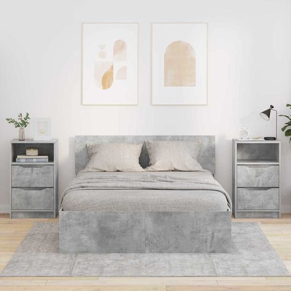 vidaXL Nachttische 2 pcs Beton Grau 40 x 30 x 467 cm Holzwerkstoff 888914