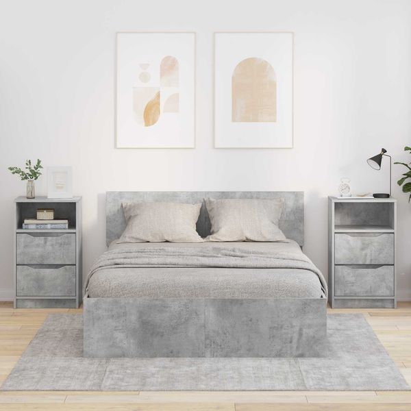 vidaXL Nachttische 2 pcs Beton Grau 40 x 30 x 467 cm Holzwerkstoff 888914