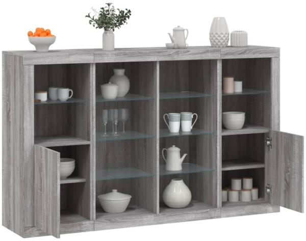 vidaXL Sideboards mit LED-Leuchten 3 Stk. Grau Sonoma Holzwerkstoff 3209140