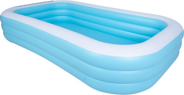 SunClub Planschbecken rechteckig 305 x 183 x 56 cm blau mit 3 Luftringen und Ablaufventil