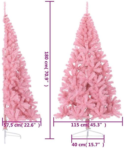 vidaXL Künstlicher Halb-Weihnachtsbaum mit Ständer Rosa 180 cm PVC 344672 Bild 11