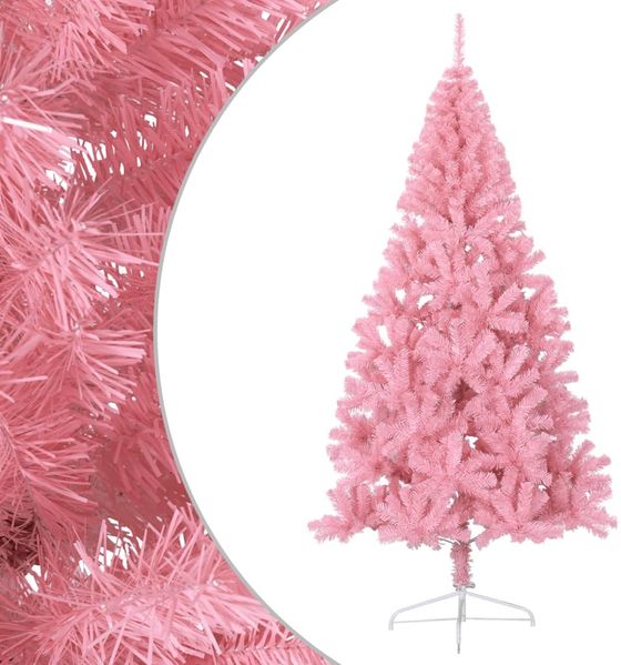 vidaXL Künstlicher Halb-Weihnachtsbaum mit Ständer Rosa 180 cm PVC 344672 Bild 3
