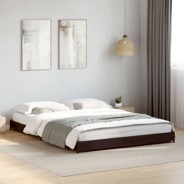 vidaXL Bettgestell Schwarz 135x190 cm Holzwerkstoff und Metall 845161