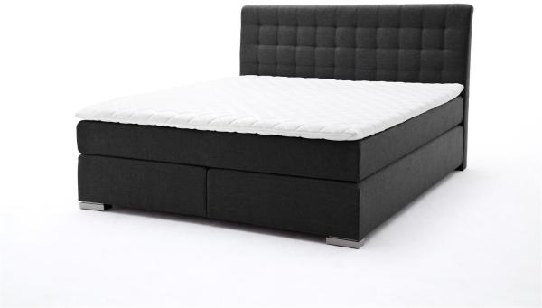 Boxspringbett Lenno - Stoffbezug Sawana Anthrazit H2&H3 180x200cm