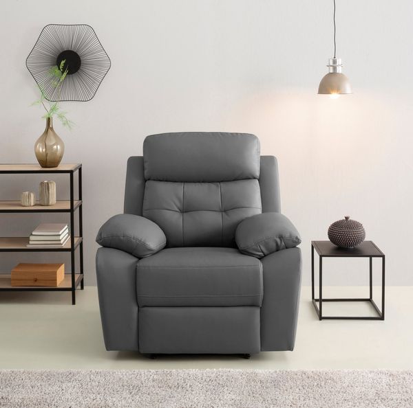 Home affaire Relaxsessel Lannilis mit Liegefunktion, Fernsehsessel, mit manueller und elektrischer Relaxfunktion, grau