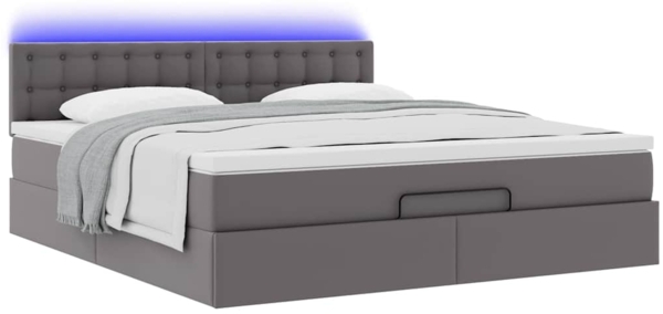 vidaXL Ottoman-Bett mit Matratzen & LEDs Grau 160x200 cm Kunstleder 3312165 Bild 5