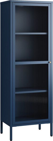 Vitrinenschrank Säkylä Stahl 150x50x35 cm Navyblau [en. casa]