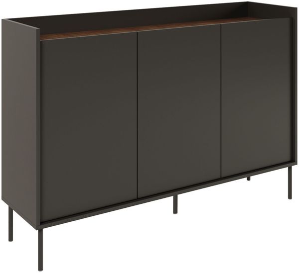 Selsey 'Tovi' Sideboard 3-türig, 140 cm, Schwarz / Holzoptik Nussbaum