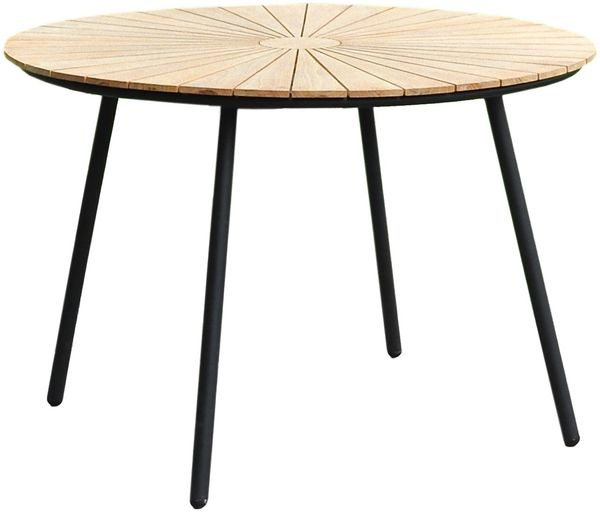 Garden Pleasure Teak Tisch COVINA rund 110cm Schwarz Garten Tisch Esstisch