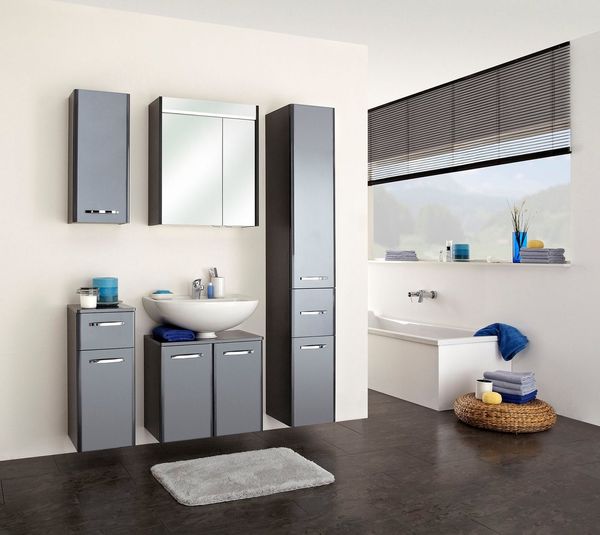Saphir Hängeschrank Quickset 327 Wand-Badschrank 30 cm breit, 1 Tür, 2 Einlegeböden Badezimmer-Hängeschrank inkl. Türdämpfer, Griffe in Chrom Glanz
