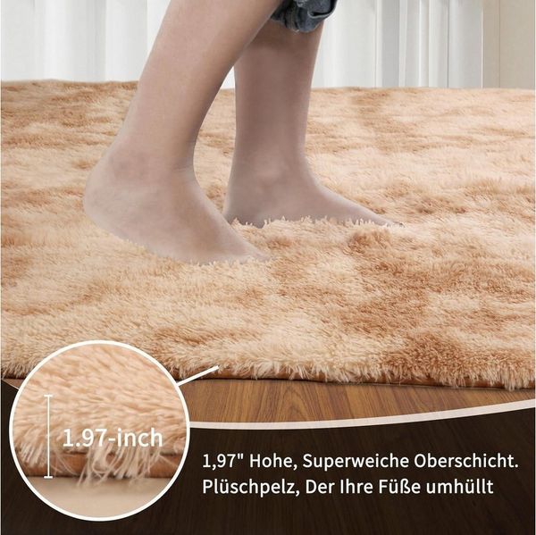 LuxusKollektion Hochflor-Teppich Teppich Hochflor Grau 200x300 Waschbar Khaki 200 x 300 cm (Rechteckig)