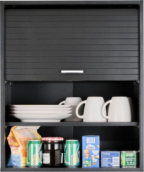 SIMMOB Rollladenschrank Küchenschrank, höhenverstellbare Böden, Schwarz, 72x60x35 cm