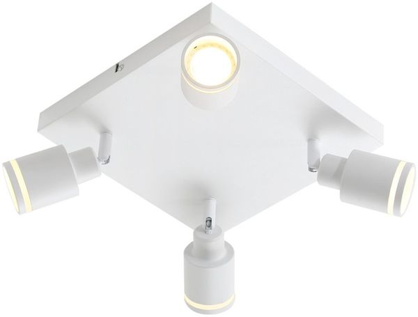 ZMH Deckenstrahler Modern Deckenleuchte 4 Flammig: Schwenkbar Deckenspots GU10 Deckenlampe Strahler Küchenlampe Eckig Metall Flurlampe in Weiß für Büro Schlafzimmer Esszimmer, Ohne Leuchtmittel