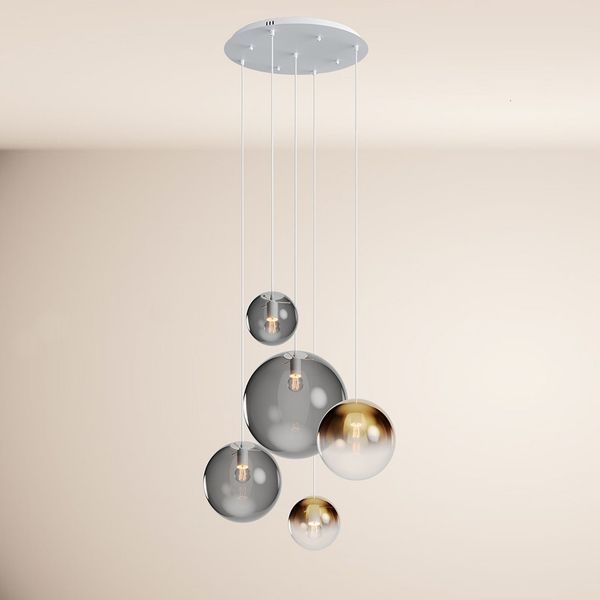 s.luce Orb 5-flammige Galerielampe Modular Gold Verlauf, Rauch