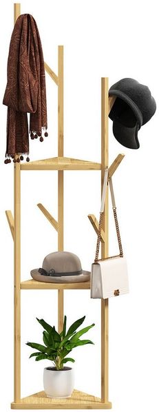 HOMCOM Garderobenständer Freistehende Garderobe aus Bambus, (baumförmiger Kleiderständer mit Haken, 1 St, für Flur und Eingangsbereich), 45 x 45 x 170 cm, Natur