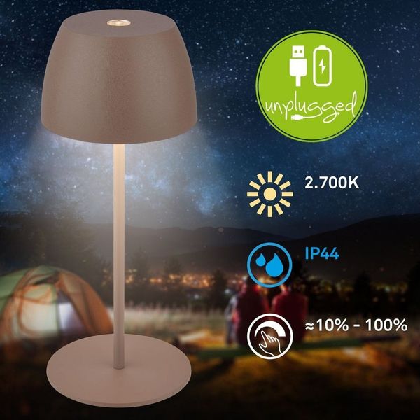 Briloner Leuchten LED Tischleuchte kabellos dimmbar touch Tischlampe Akku Indoor/Outdoor, LED fest integriert, Tischlampe kabellos 20 x 8 cm versch. Farben 2,5W Wohnzimmer