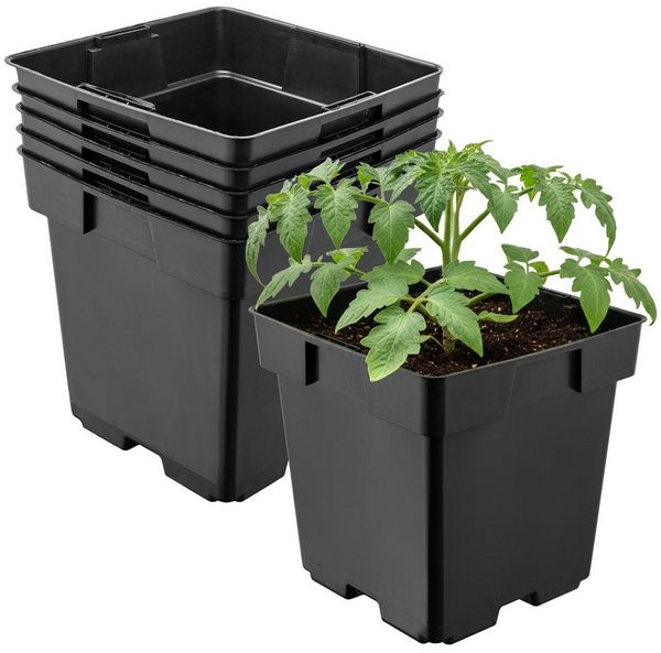 Garronda Blumentopf Kunststoff eckig mit Drainagelöchern Blumentopf für Garten GD-0199 (5 St, 5er Set)