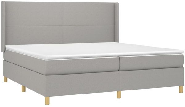 vidaXL Boxspringbett mit Matratze Stoff Hellgrau 200x200 cm, Härtegrad: H2 [3131857] Bild 3