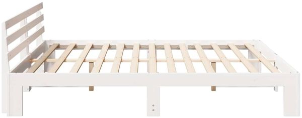 vidaXL Bettrahmen mit Kopfteil Weiß 200 x 200 cm Massives Kiefernholz 872597 Bild 6