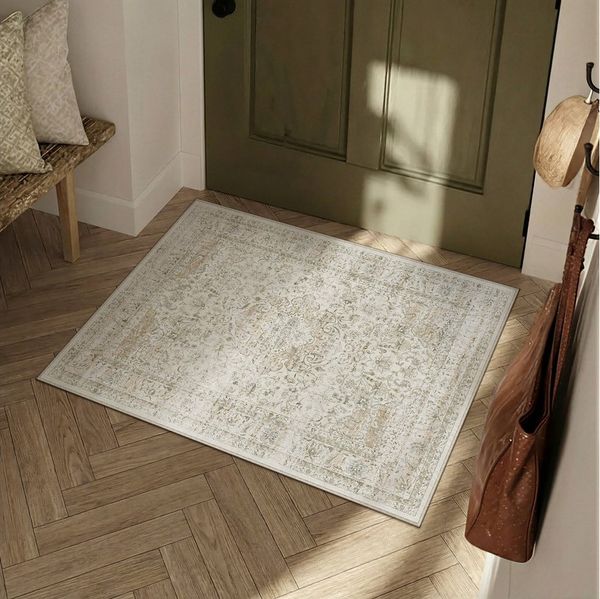 PURECOZY Teppich Kurzflor, Vintage Boho Teppich, rutschfest und pflegeleicht, rechteckig, Höhe: 6.1 mm, geeignet für verschiedene Innenräume, 60×90 cm