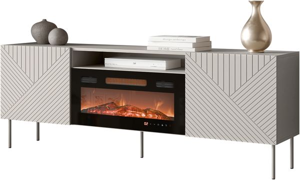 TV-Lowboard Aropo 190 mit Kamin (Farbe: Cashmere)